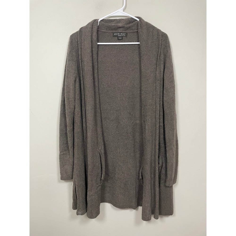 Barefoot Dreams Bamboo Chic Lite Open Front Cardigan In Gray Size Large